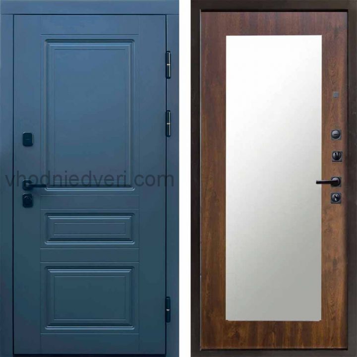 Входная дверь Termo-door Орегон Графит - Зеркало триумф Дуб