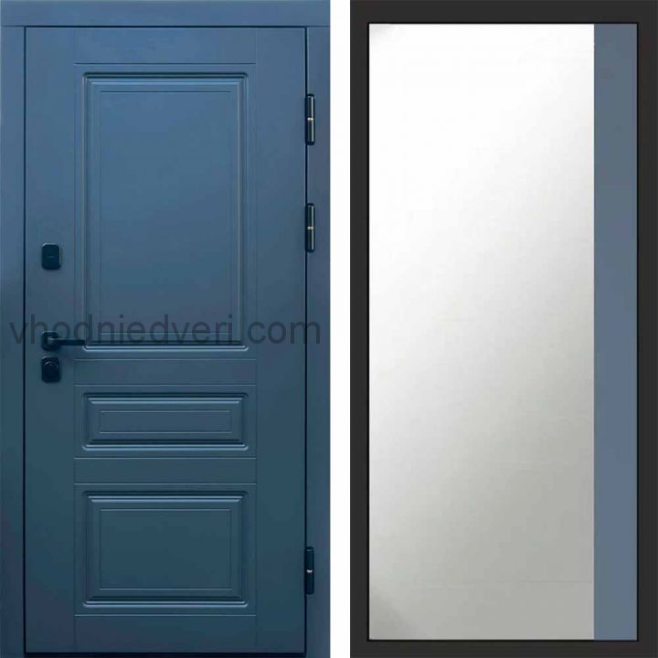 Входная дверь Termo-door Орегон Графит - Широкое Зеркало Фацет Грей софт
