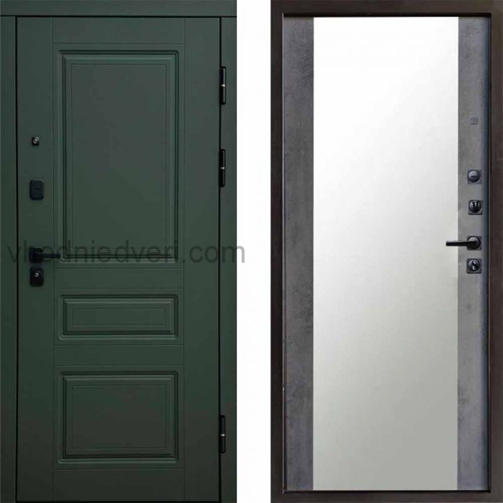 Входная дверь Termo-door Орегон Грин - Зеркало Бетон темный