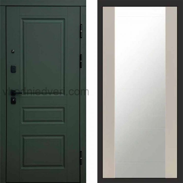 Входная дверь Termo-door Орегон Грин - Зеркало Слоновая кость