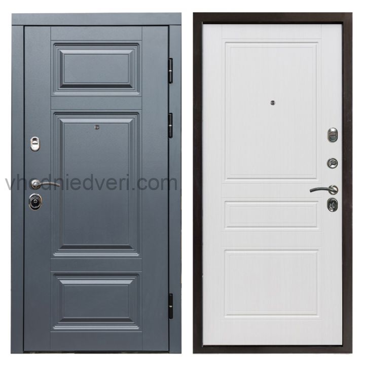 Входная дверь Termo-door Премиум Грей - Классика Белое дерево