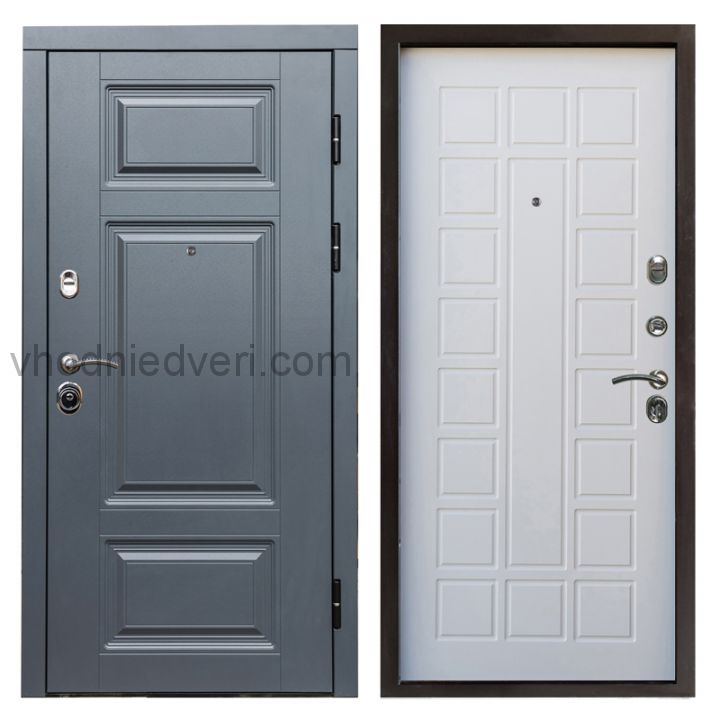 Входная дверь Termo-door Премиум Грей - Престиж Белое дерево