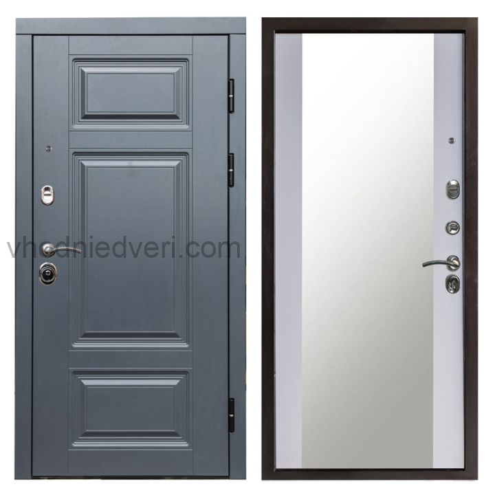 Входная дверь Termo-door Премиум Грей - Зеркало Белый софт