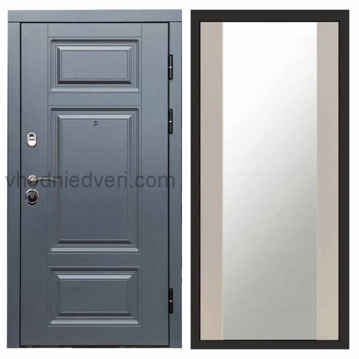Входная дверь Termo-door Премиум Грей - Зеркало Слоновая кость