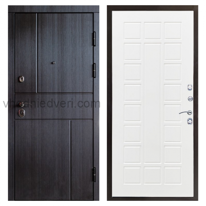 Входная дверь Termo-door Вертикаль Венге - Престиж Белое дерево