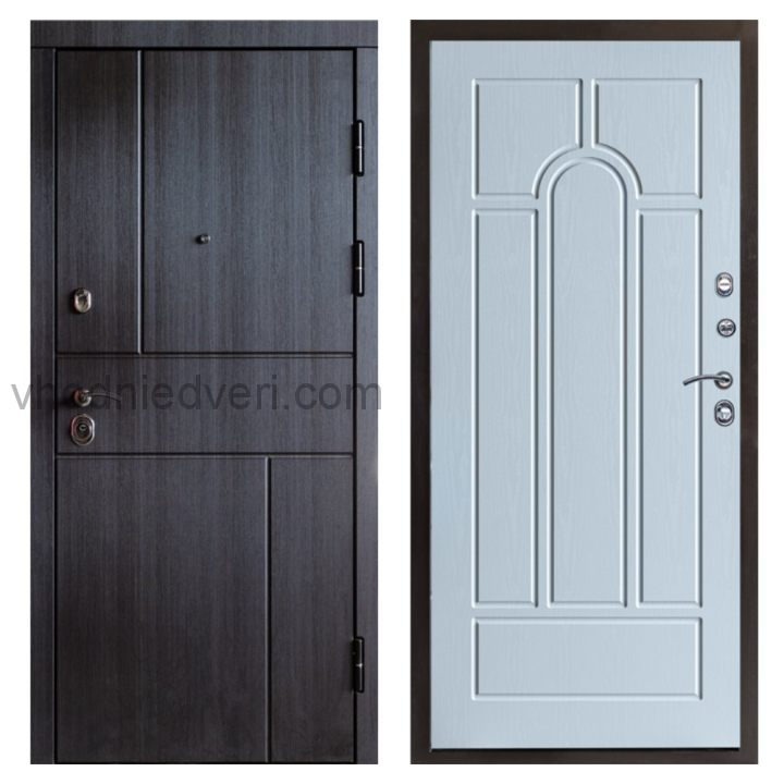 Входная дверь Termo-door Вертикаль Венге - Арка Белое дерево