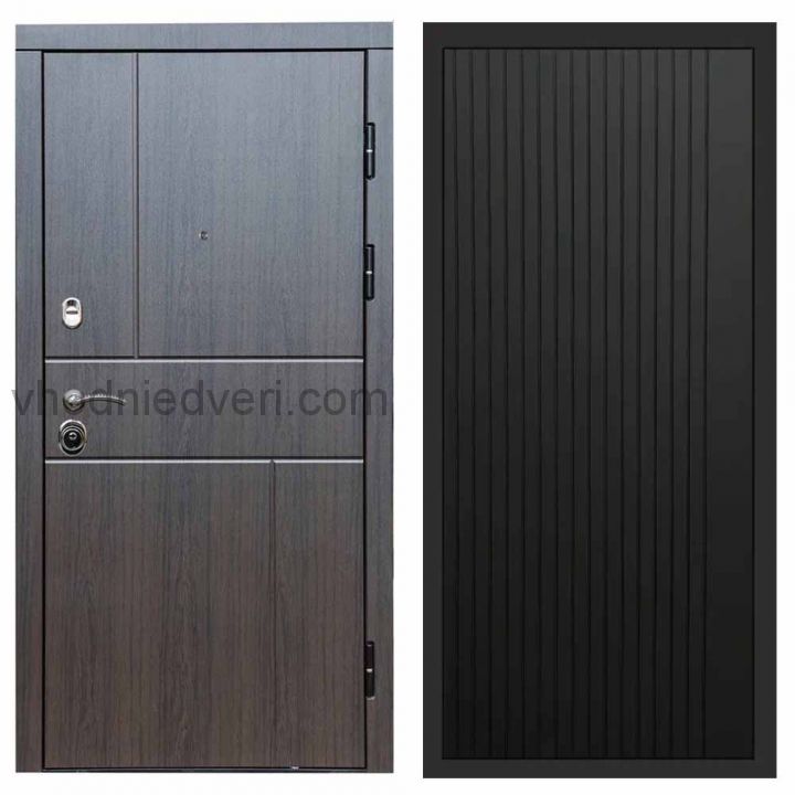 Входная дверь Termo-door Вертикаль Венге - FLAT Черный кварц