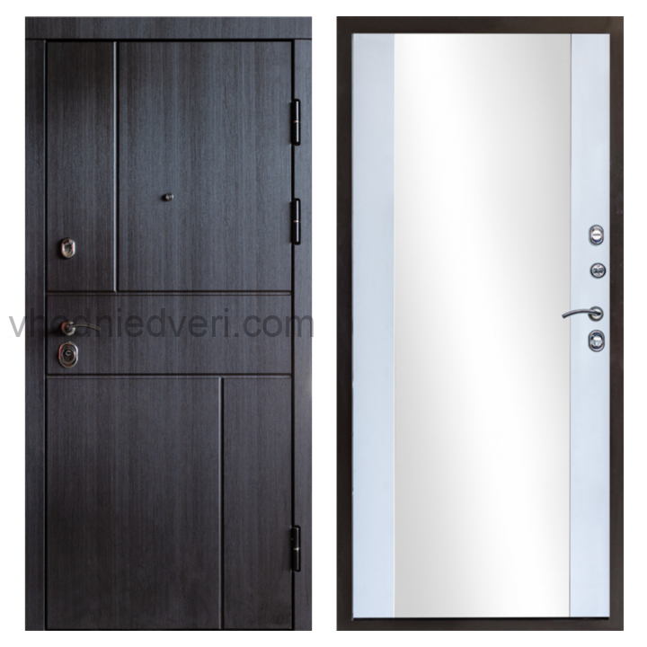 Входная дверь Termo-door Вертикаль Венге - Зеркало Белый софт