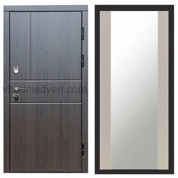 Входная дверь Termo-door Вертикаль Венге - Зеркало Слоновая кость