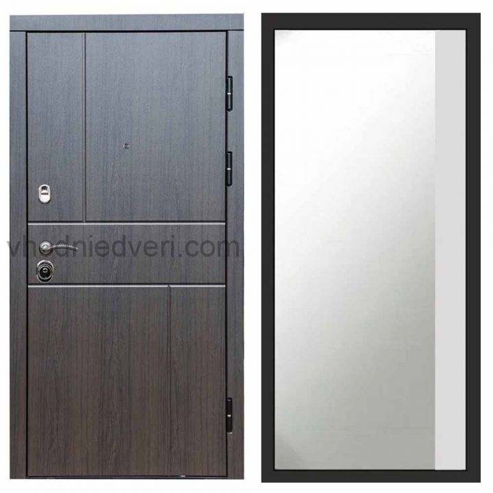 Входная дверь Termo-door Вертикаль Венге - Широкое Зеркало Фацет Белый софт