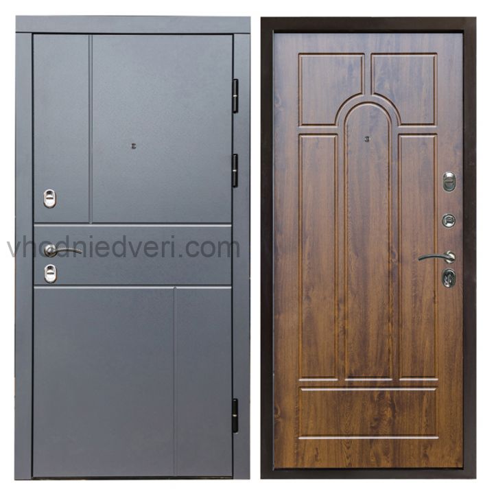 Входная дверь Termo-door Вертикаль Грей - Арка Дуб