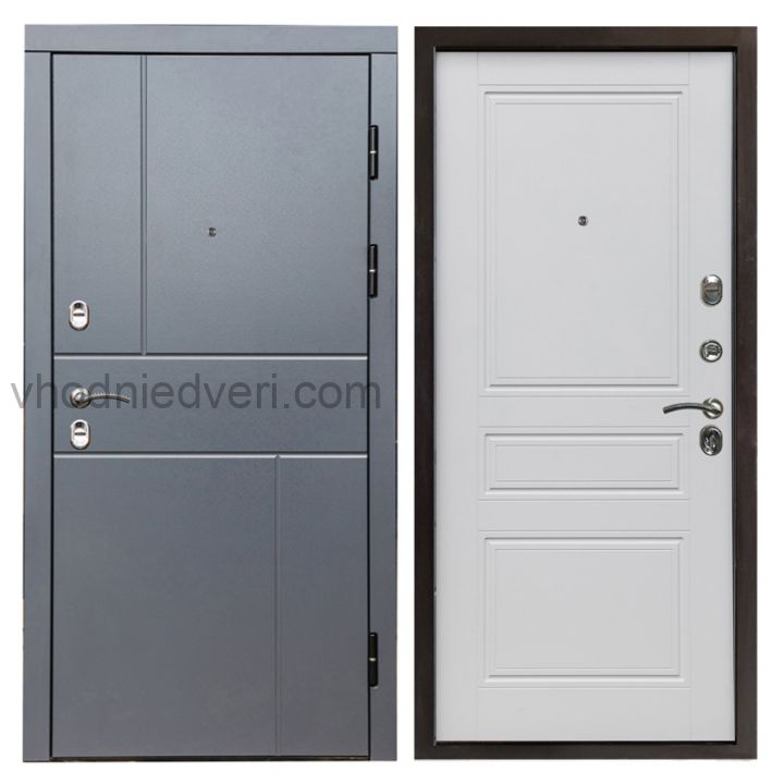 Входная дверь Termo-door Вертикаль Грей - Классик Белый софт