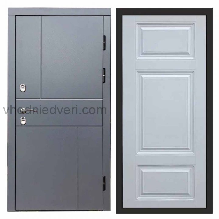 Входная дверь Termo-door Вертикаль Грей - Мадрид Белый софт