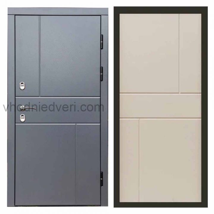Входная дверь Termo-door Вертикаль Грей - Горизонт Слоновая кость