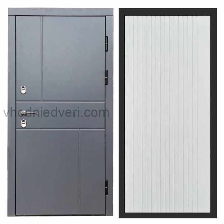 Входная дверь Termo-door Вертикаль Грей - FLAT Белый софт