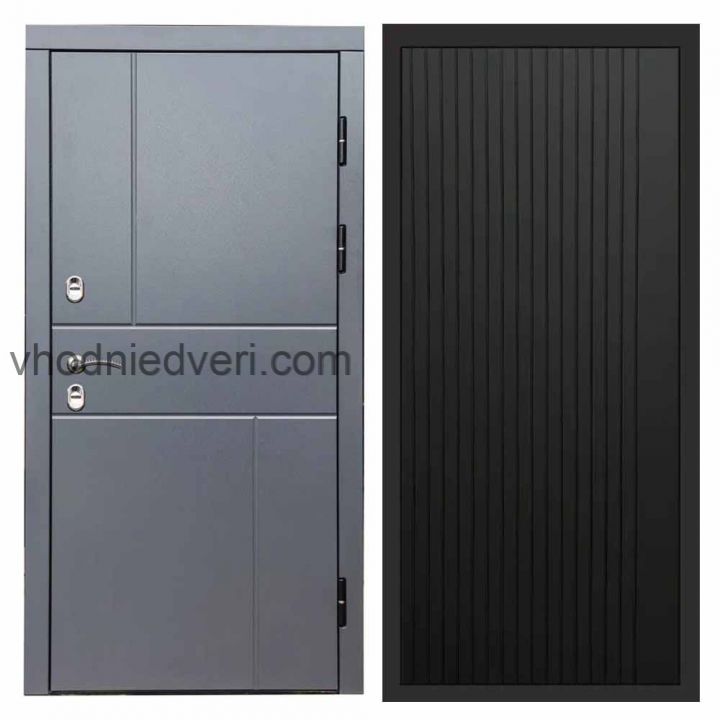 Входная дверь Termo-door Вертикаль Грей - FLAT Черный кварц
