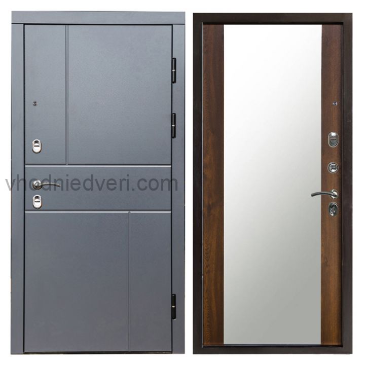 Входная дверь Termo-door Вертикаль Грей - Зеркало триумф Дуб