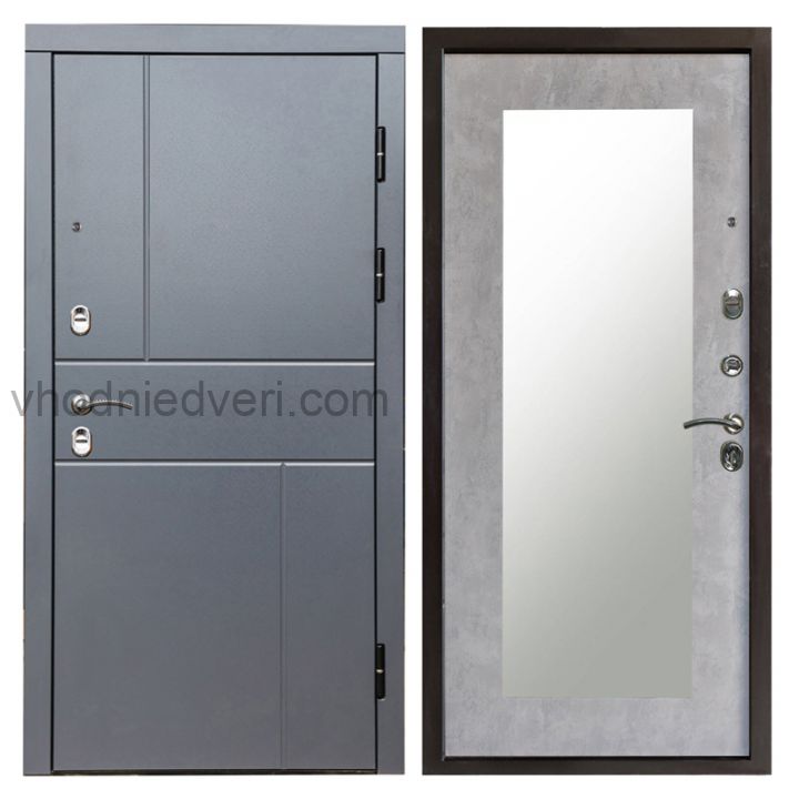 Входная дверь Termo-door Вертикаль Грей - Зеркало триумф Бетон светлый