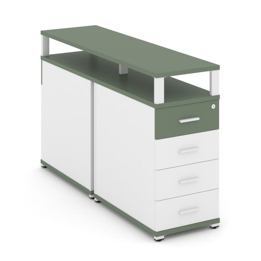 Concept Тумба двухсторонняя опорнаяприставная 4 ящ. с надставкой. CN.DTGO-003   420х1480х917
