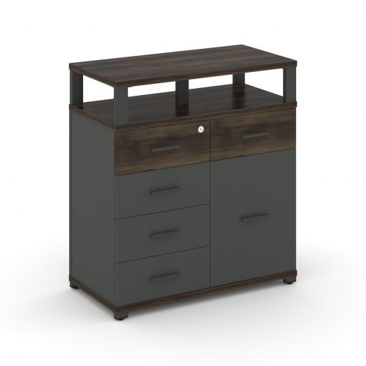 Concept Тумба приставная широкая 5 ящ.+1 распаш. фасад с надставкой  CN.TSP-016   836х420х916