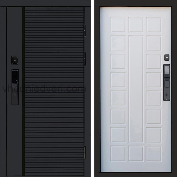 Входная дверь Termo-door BLACK LINE с электрозамком - Престиж Белое дерево