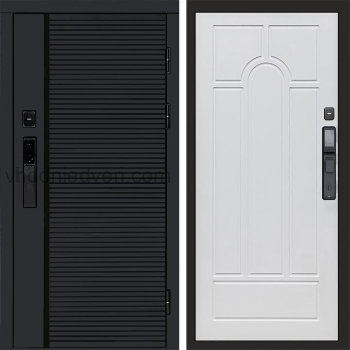 Входная дверь Termo-door BLACK LINE с электрозамком - Арка Белое дерево
