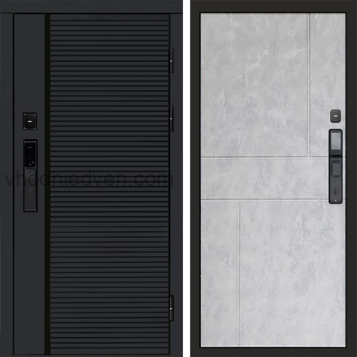 Входная дверь Termo-door BLACK LINE с электрозамком - Горизонт Бетон светлый