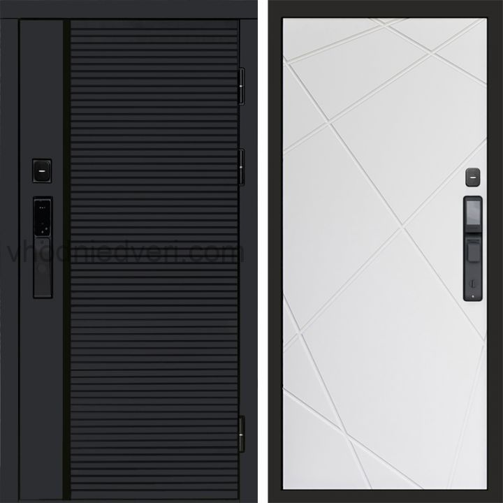 Входная дверь Termo-door BLACK LINE с электрозамком - Лучи Белый