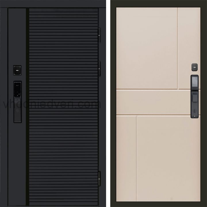 Входная дверь Termo-door BLACK LINE с электрозамком - Горизонт Слоновая кость