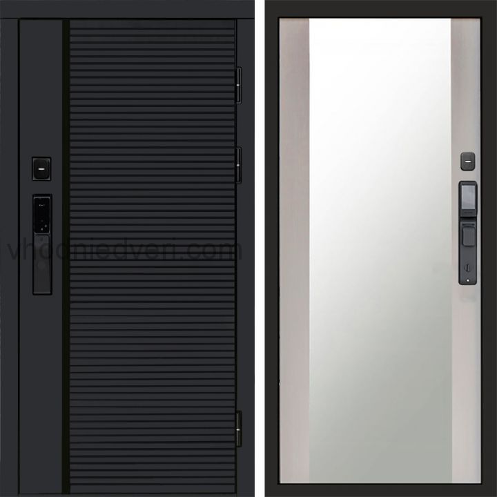 Входная дверь Termo-door BLACK LINE с электрозамком - Зеркало Лиственница