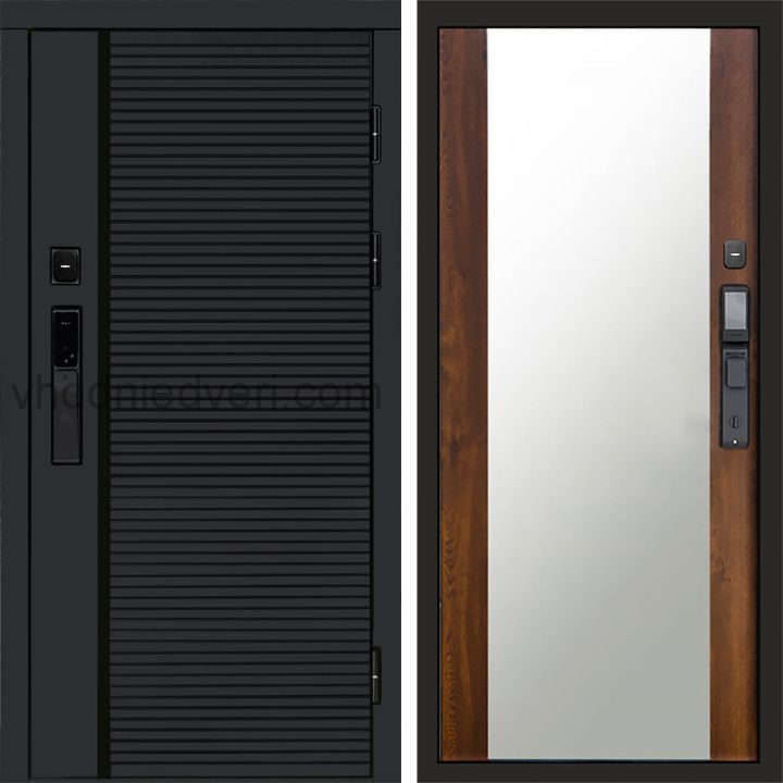 Входная дверь Termo-door BLACK LINE с электрозамком - Зеркало Дуб