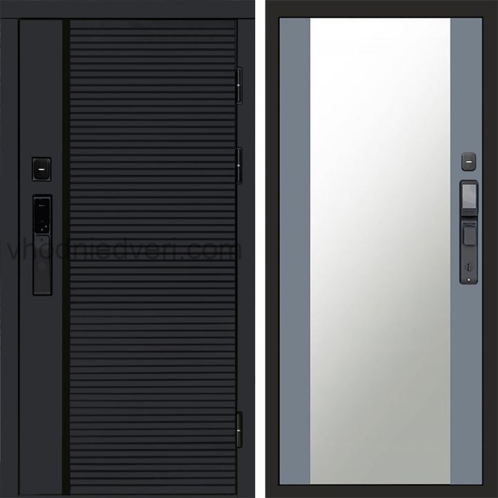Входная дверь Termo-door BLACK LINE с электрозамком - Зеркало Грей софт