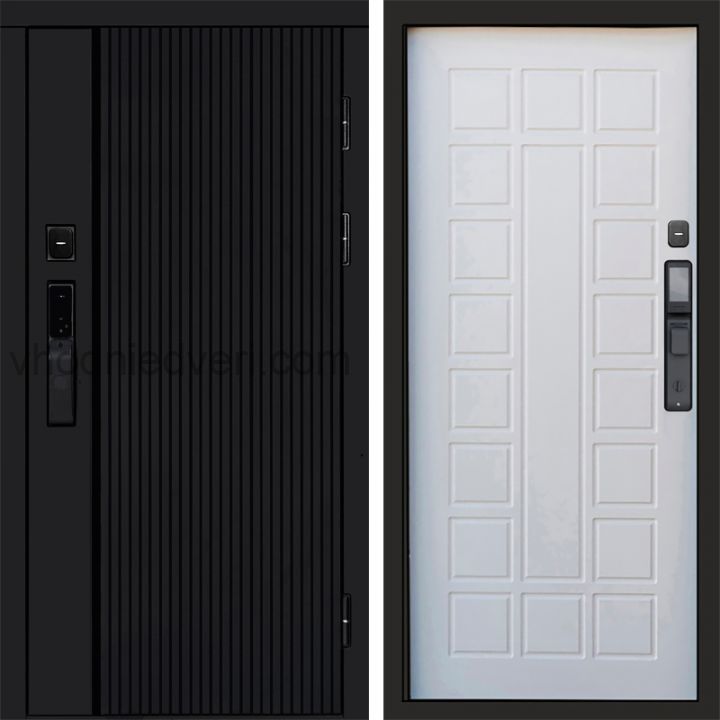 Входная дверь Termo-door УРБАН BLACK с электрозамком - Престиж Белое дерево