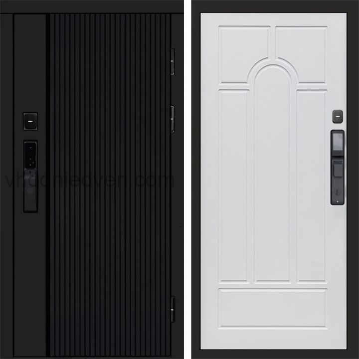 Входная дверь Termo-door УРБАН BLACK с электрозамком - Арка Белое дерево