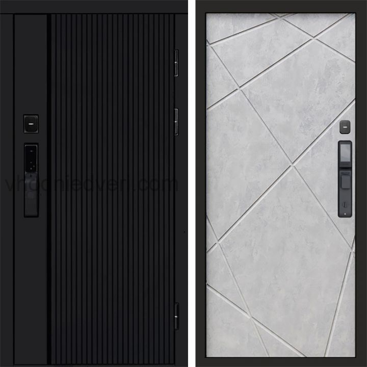 Входная дверь Termo-door УРБАН BLACK с электрозамком - Лучи Бетон светлый