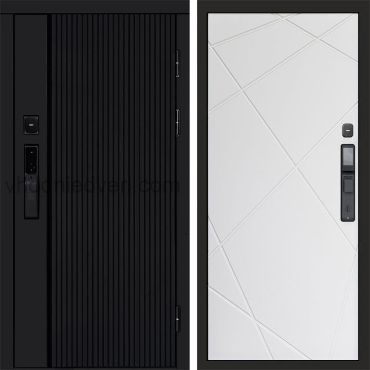 Входная дверь Termo-door УРБАН BLACK с электрозамком - Лучи Белый