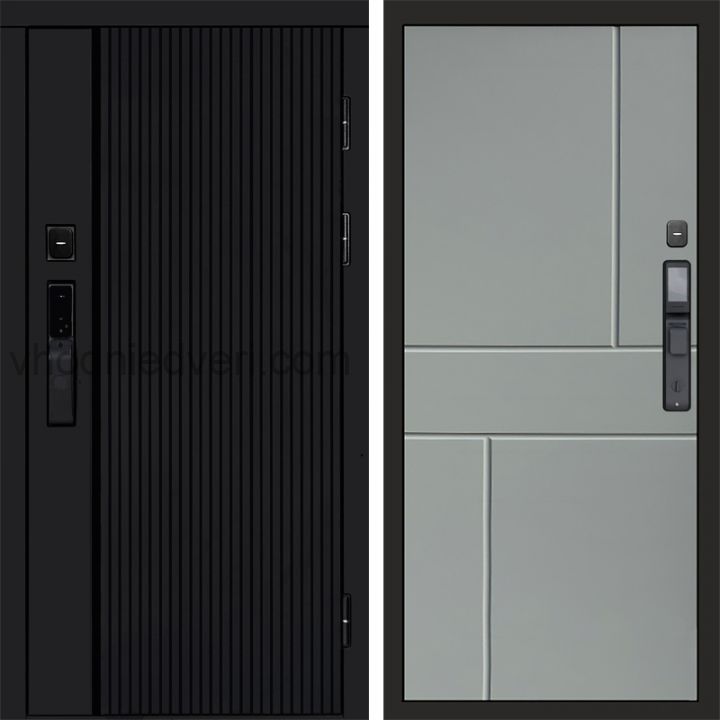 Входная дверь Termo-door УРБАН BLACK с электрозамком - Горизонт Грей софт