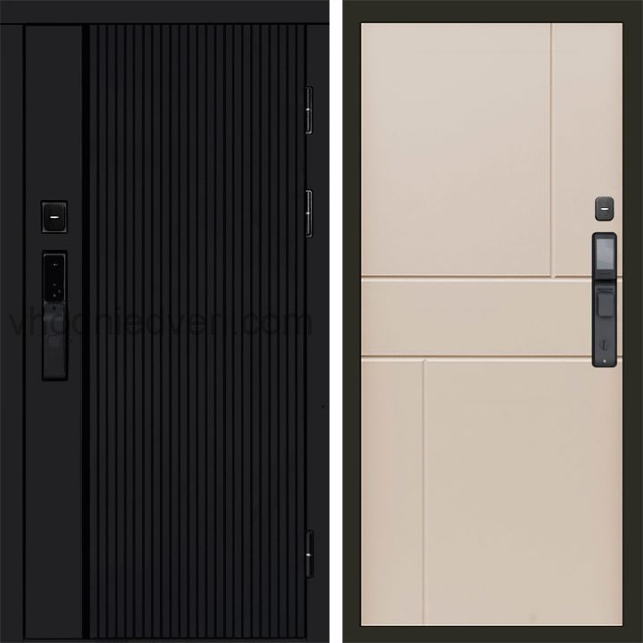 Входная дверь Termo-door УРБАН BLACK с электрозамком - Горизонт Слоновая кость