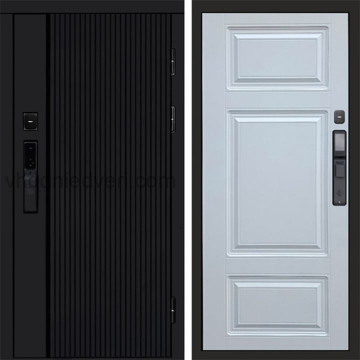 Входная дверь Termo-door УРБАН BLACK с электрозамком - Лион Белый софт
