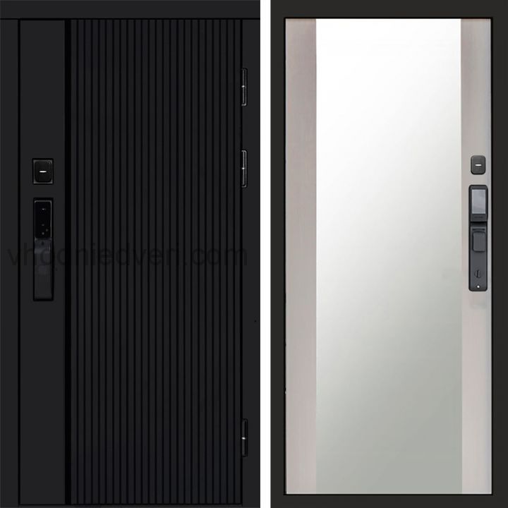 Входная дверь Termo-door УРБАН BLACK с электрозамком - Зеркало Лиственница