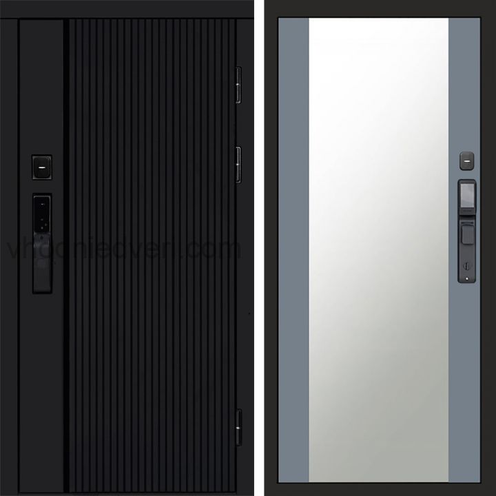 Входная дверь Termo-door УРБАН BLACK с электрозамком - Зеркало Грей софт