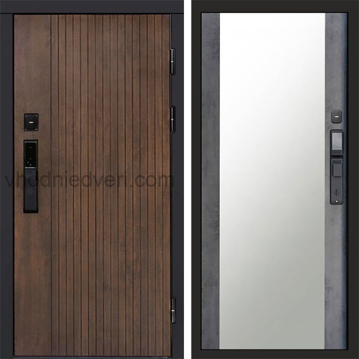 Входная дверь Termo-door ТВИСТ УЛЬТРА с электрозамком - Зеркало Бетон темный