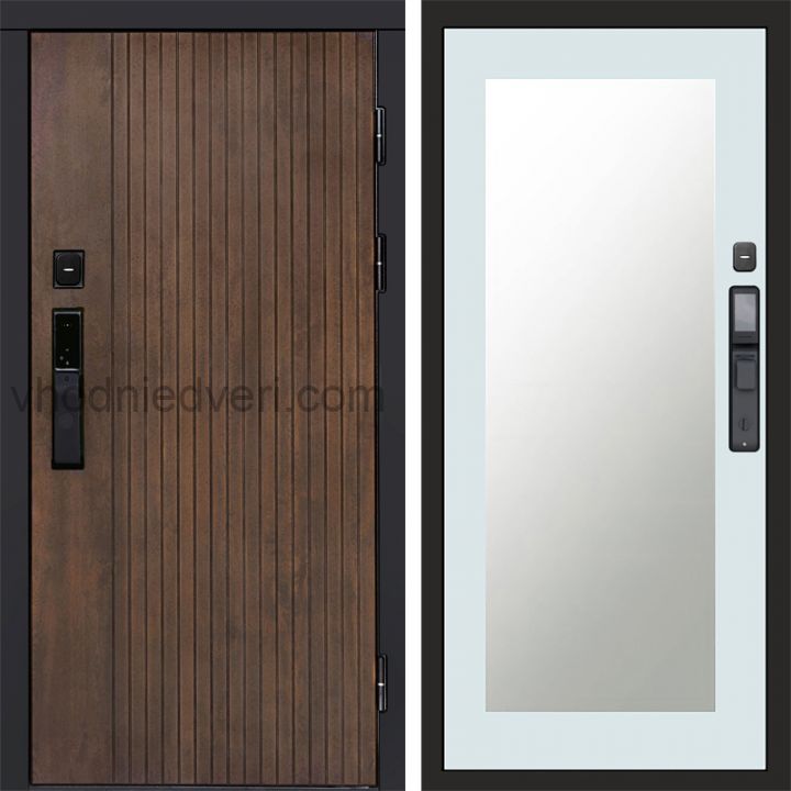 Входная дверь Termo-door ТВИСТ УЛЬТРА с электрозамком - Зеркало Триумф Белый софт
