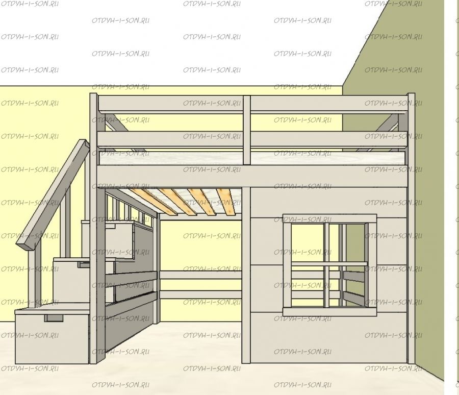 Кровать-чердак Фокси Fantasy №39