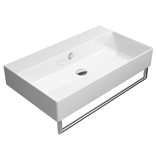 Изображение Навесная или накладная белая раковина GSI Kube X 9422 с большой чашей 80х47