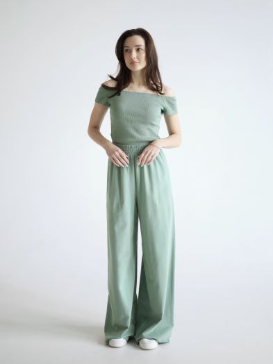 Брюки оверсайз полынь