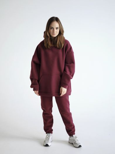 Джоггеры с начесом каберне