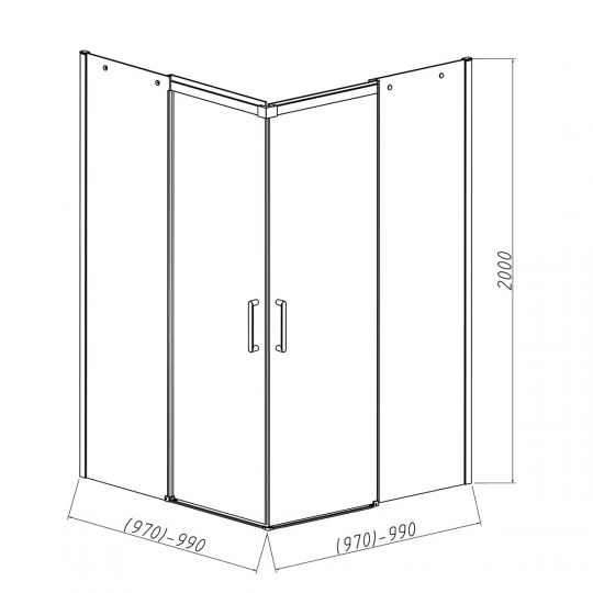 Раздвижной душевой уголок Vincea VSS-4D100CL 100х100 см схема 4