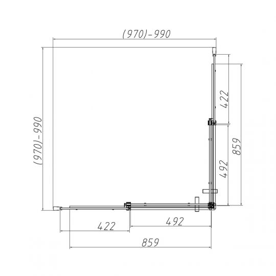 Раздвижной душевой уголок Vincea VSS-4D100CL 100х100 см схема 5