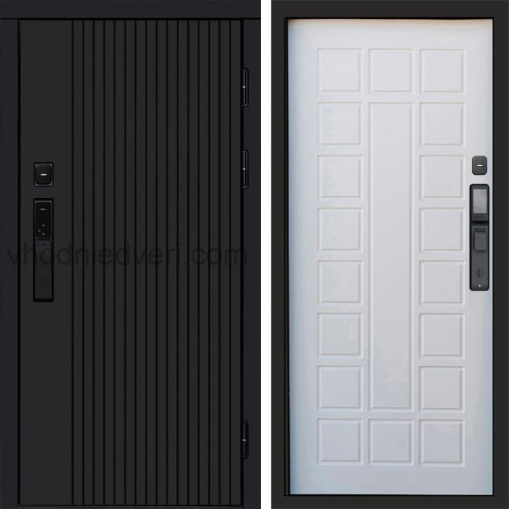 Входная дверь Termo-door ТВИСТ BLACK с электрозамком - Престиж Белое дерево